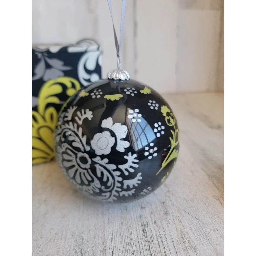Vera Bradley light green black pattern ball ornament Xmas vintage unique